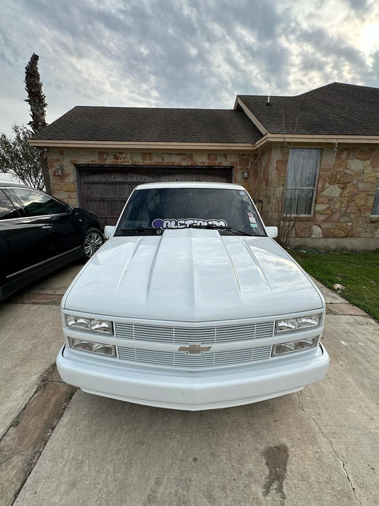 Purple/silver letters windshield decal