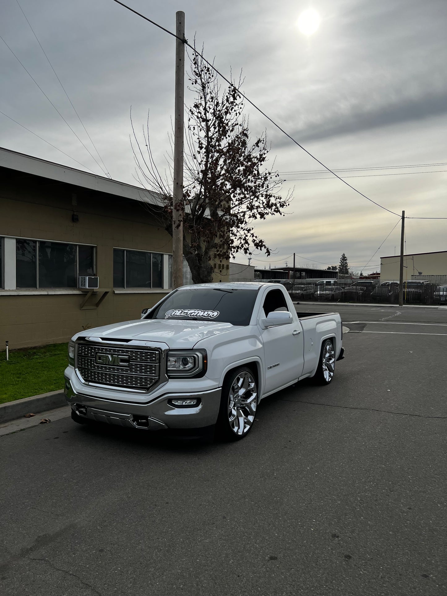 White/chrome windshield