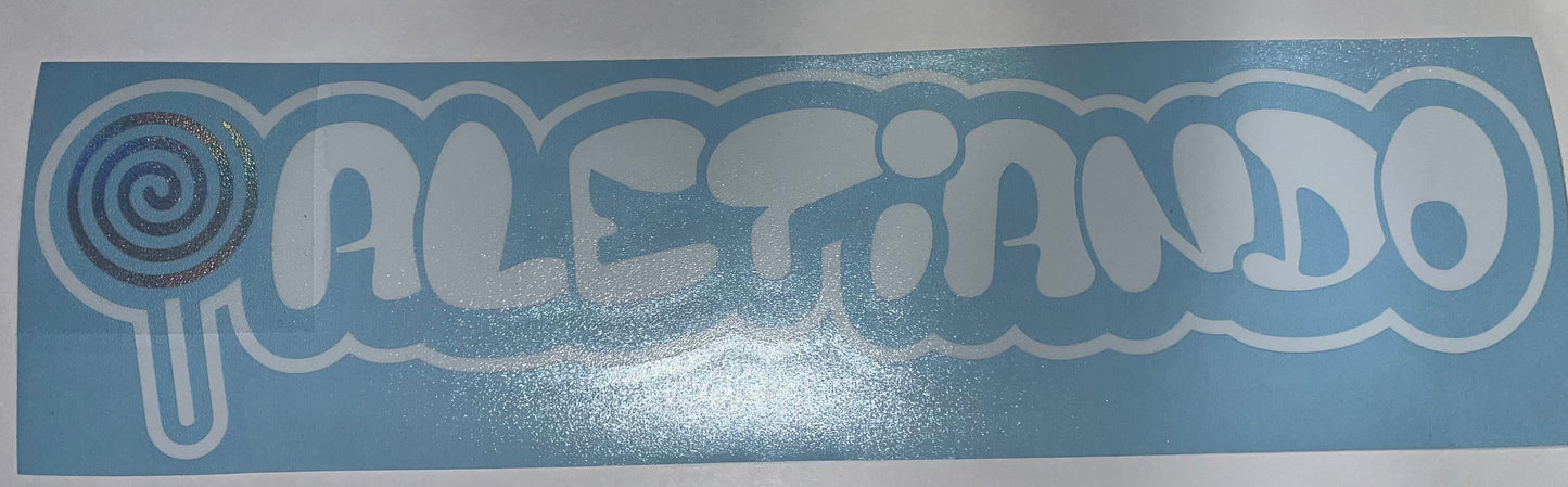 Holographic/ white letters windshield decal